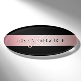 Elegante Imitate Rose Gold | Name & Initials v2 Namenschild