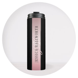 Elegante Imitate Rose Gold   Name & Initials v2 Thermosbecher