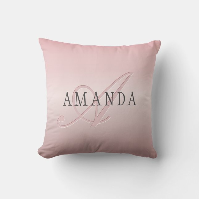 Elegante Imitate Rose Gold | Name und Monogramm Kissen (Vorderseite)