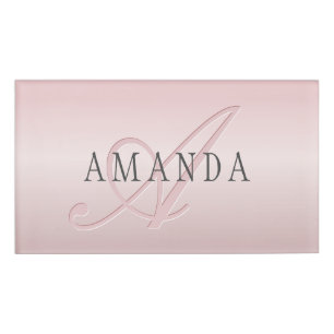 Elegante Imitate Rose Gold Name und Monogramm Namenschild