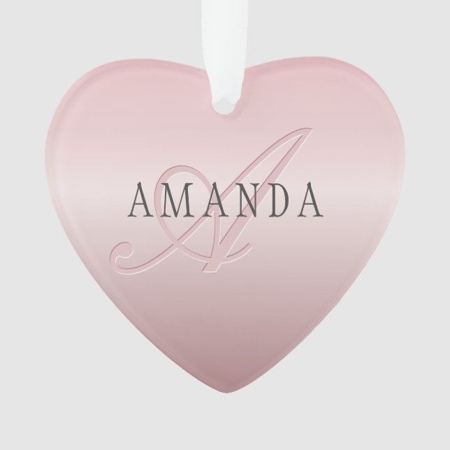 Elegante Imitate Rose Gold | Name und Monogramm Ornament (Vorderseite)