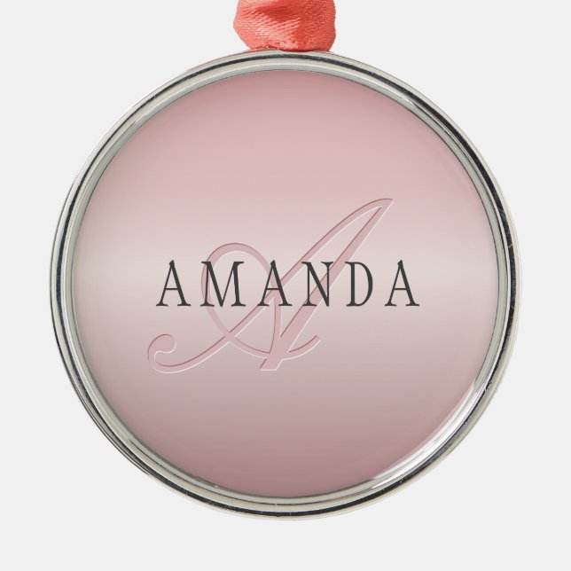 Elegante Imitate Rose Gold | Name und Monogramm Ornament Aus Metall (Vorne)