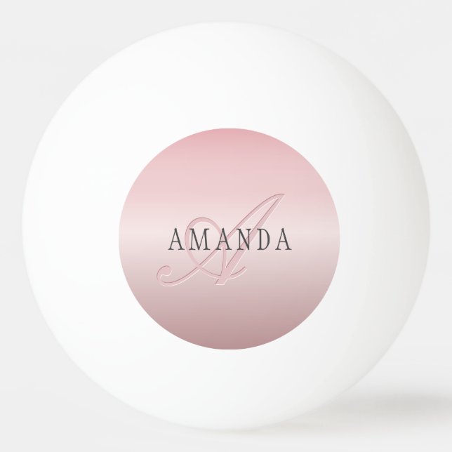 Elegante Imitate Rose Gold | Name und Monogramm Tischtennisball (Vorderseite)