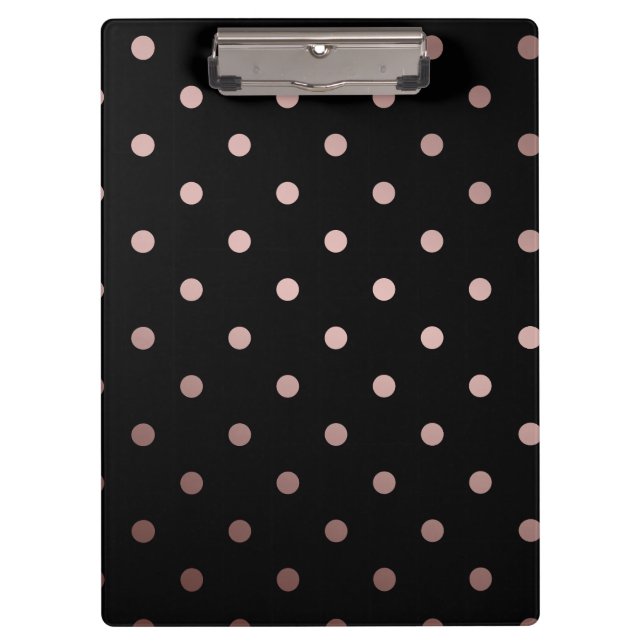 elegante Imitate Rose Gold schwarze Polka Punkte Klemmbrett (Vorderseite)