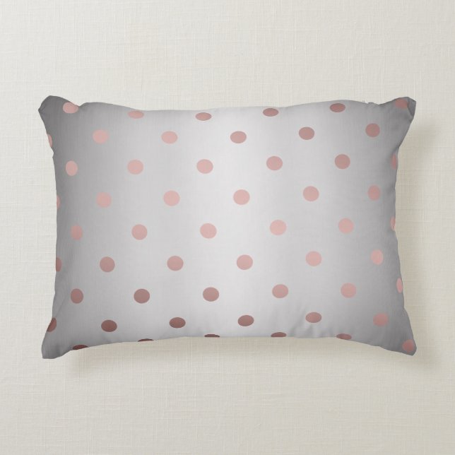 elegante Imitate Rose Gold Silberpolka Punkte Zierkissen (Vorderseite)