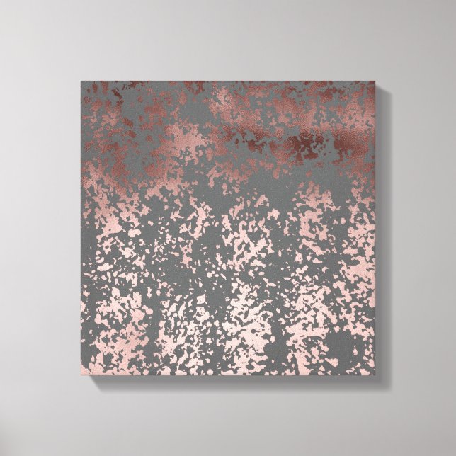 elegante Imitate Rose Gold und Graupinsel Leinwanddruck (Vorderseite)