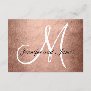 Elegante Imitate Rose Gold Wedding RSVP Card Monog