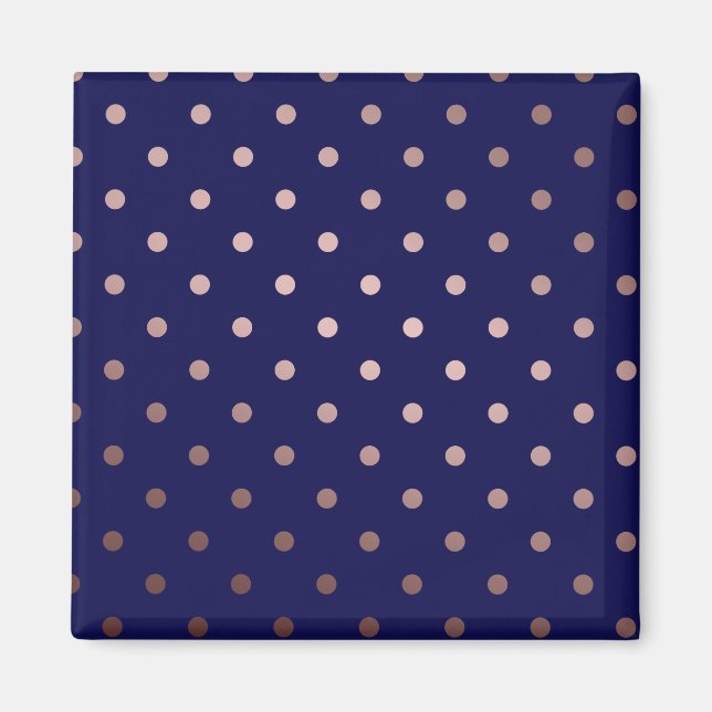 elegante Imitate Rose goldblaue Polka Punkte Magnet (Vorne)