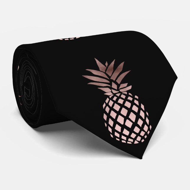 elegante Imitate Rose Goldene Ananas Krawatte (Gerollt)