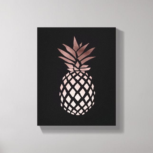 elegante Imitate Rose Goldene Ananas Leinwanddruck (Vorderseite)