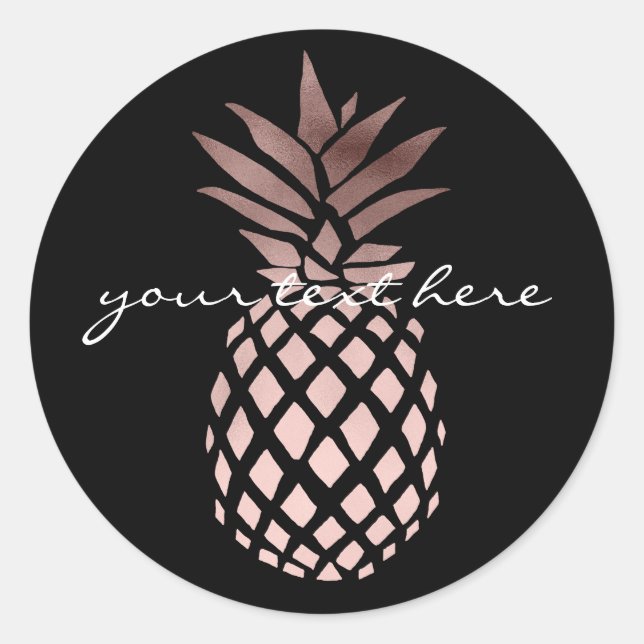 elegante Imitate Rose Goldene Ananas Runder Aufkleber (Vorderseite)