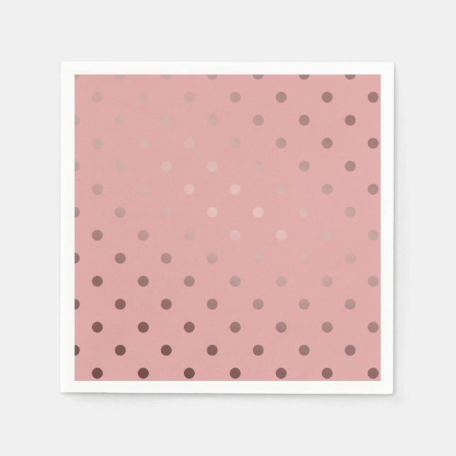elegante Imitate Rose goldfarbene Polka-Punkte Serviette (Vorderseite)