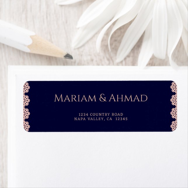 Elegante Imitate Rose Navy Ornamental Hochzeitsadr (Insitu)