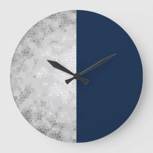 elegante Imitate silber- und marineblau große Uhr