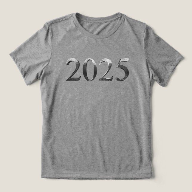 Elegante Imitate Silberne Zahlen glücklich Neues J Tri-Blend Shirt (Design Vorderseite)