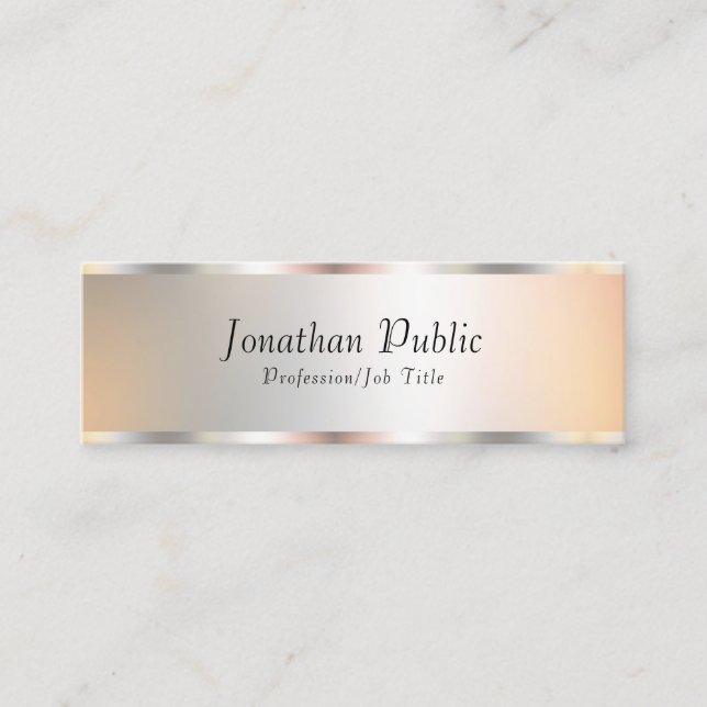 Elegante Imitate Silver Beruflich Template Moderne Mini Visitenkarte (Vorderseite)