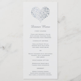 Elegante Imitate Silver Foil Heart Slim Dinner Men Menükarte