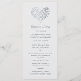 Elegante Imitate Silver Foil Heart Slim Dinner Men Menükarte