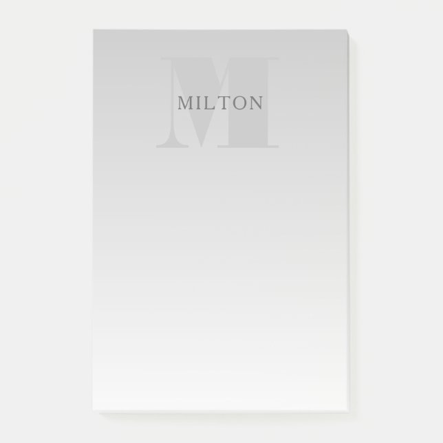 Elegante Imitate Silver Gradient Monogram Classic Post-it Klebezettel (Vorderseite)