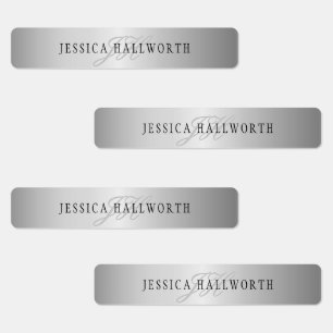 Elegante Imitate Silver Gray Look   Name & Initial Etiketten