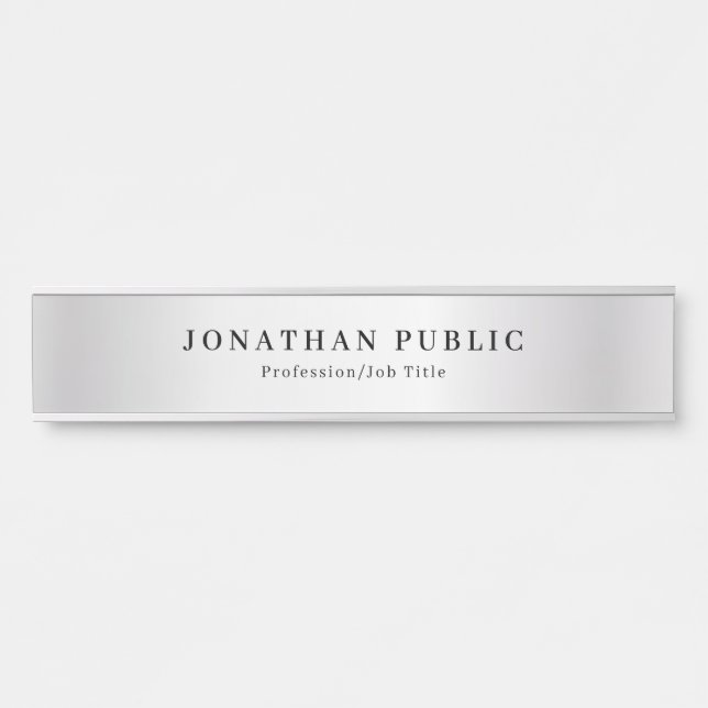 Elegante Imitate Silver Name Template glamourös la Türschild (Vorderseite )