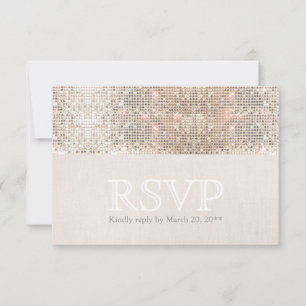 Elegante Imitate Silver Sequins Beige Look UAWG RSVP Karte