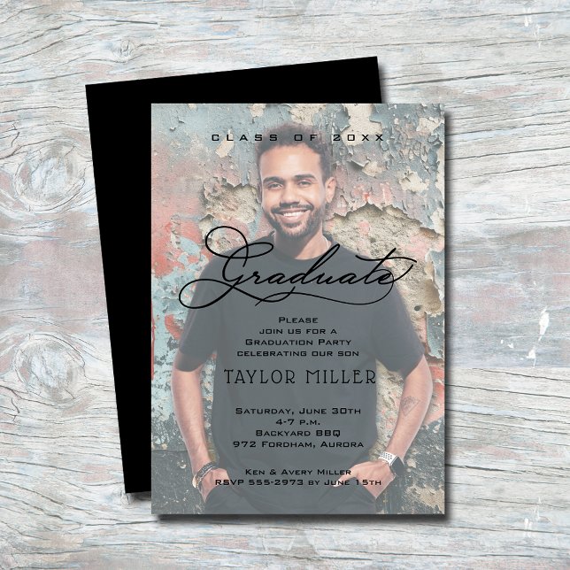 Elegante Imitate Vellum Foto Abschluss Einladung (Elegant Faux Vellum Photo Graduation Invitations)