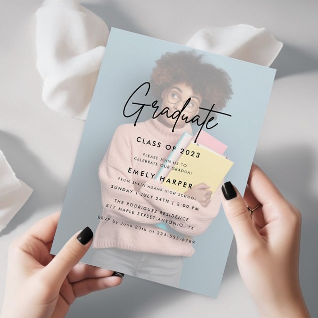 Elegante Imitate Vellum Overlay Foto Graduation Pa Einladung (Von Creator hochgeladen)