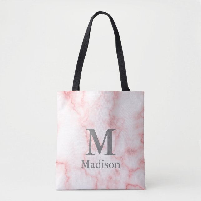 Elegante Imitate Vorlage für rosa Marmornamen Mono Tasche (Vorderseite)