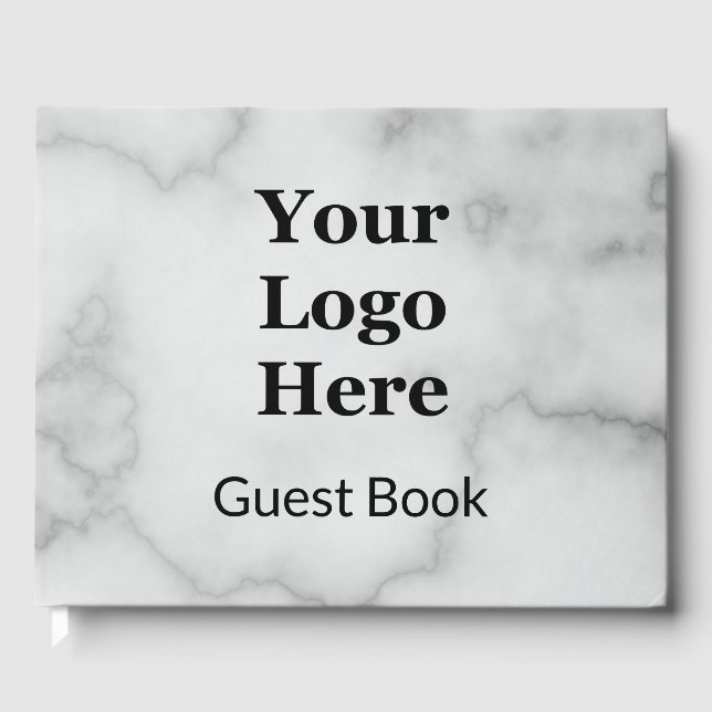 Elegante Imitate Weißes Marmor hier Ihr Logo Gästebuch (Vorderseite)