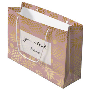 elegante Imitatgoldananasmuster-Polkapunkte Große Geschenktüte