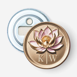 Elegante Imitats 3D Gilded Pink Lotus Gold Monogra Flaschenöffner