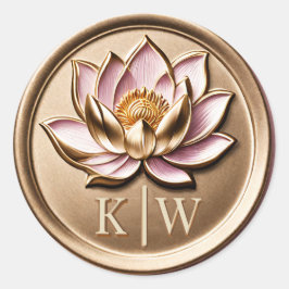 Elegante Imitats 3D Gilded Pink Lotus Gold Monogra Runder Aufkleber