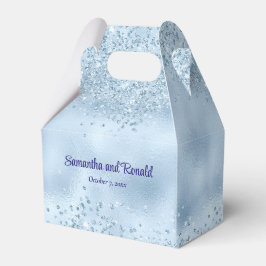 Elegante Imitats Baby Blue Glitzer and Foil Weddin Geschenkschachtel