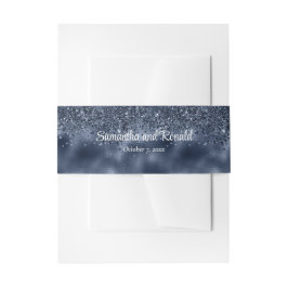 Elegante Imitats Dunkelblauer Glitzer und Foil Wed Einladungsbanderole