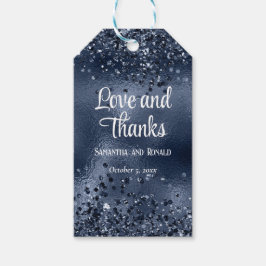 Elegante Imitats Dunkelblauer Glitzer und Foil Wed Geschenkanhänger