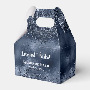 Elegante Imitats Dunkelblauer Glitzer und Foil Wed Geschenkschachtel