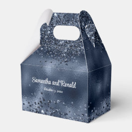 Elegante Imitats Dunkelblauer Glitzer und Foil Wed Geschenkschachtel