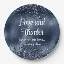 Elegante Imitats Dunkelblauer Glitzer und Foil Wed