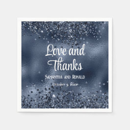 Elegante Imitats Dunkelblauer Glitzer und Foil Wed Serviette