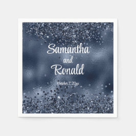 Elegante Imitats Dunkelblauer Glitzer und Foil Wed Serviette