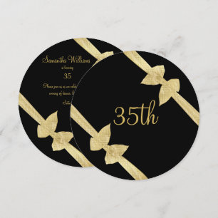 Elegante Imitats Gold Bows 35. Geburtstag Einladung