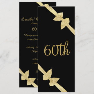 Elegante Imitats Gold Bows 60. Geburtstag Einladung