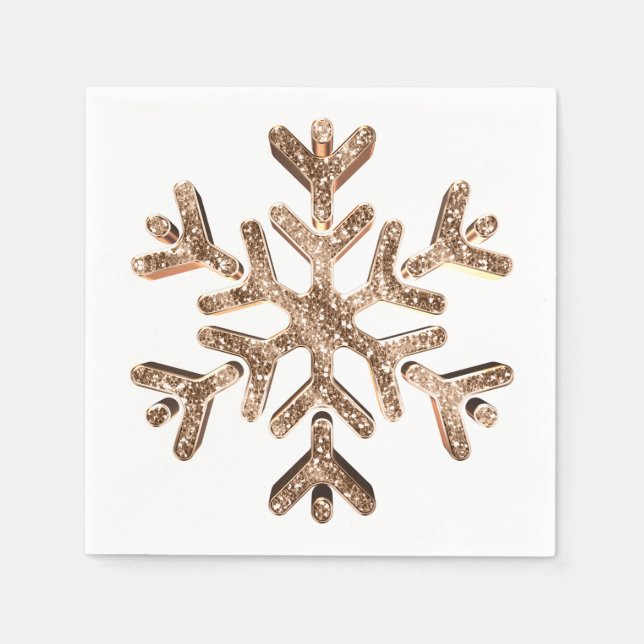 Elegante Imitats Gold Diamanten Schneeflocken Weih Serviette (Vorderseite)