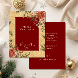 Elegante Imitats Gold Frohe Weihnachten Poinsettia