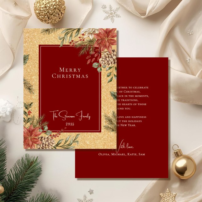 Elegante Imitats Gold Frohe Weihnachten Poinsettia (Von Creator hochgeladen)