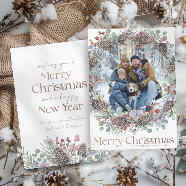 Elegante Imitats Gold Frohe Weihnachten und Foto (Von Creator hochgeladen)