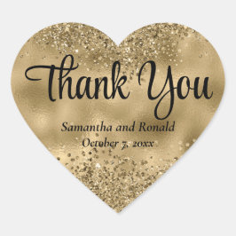 Elegante Imitats Gold Glitzer & Foil Wedding Viele Herz-Aufkleber