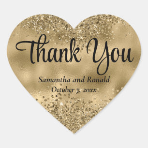 Elegante Imitats Gold Glitzer & Foil Wedding Viele Herz-Aufkleber