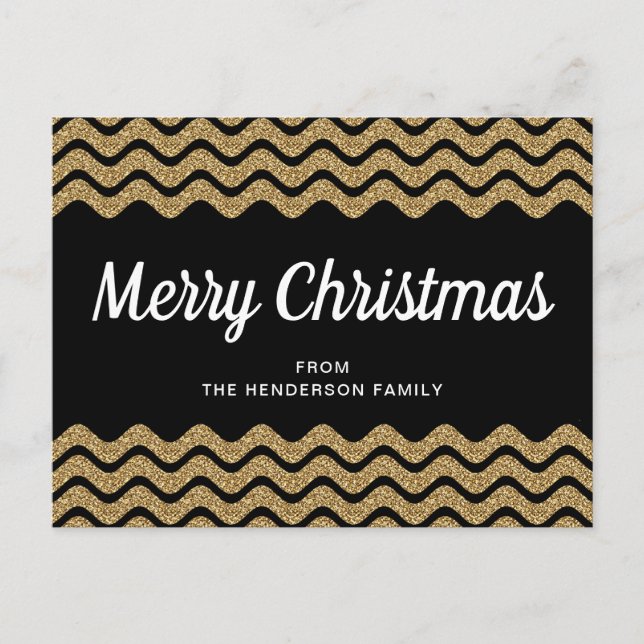 Elegante Imitats Gold Glitzer Frohe Weihnachten Postkarte (Vorderseite)